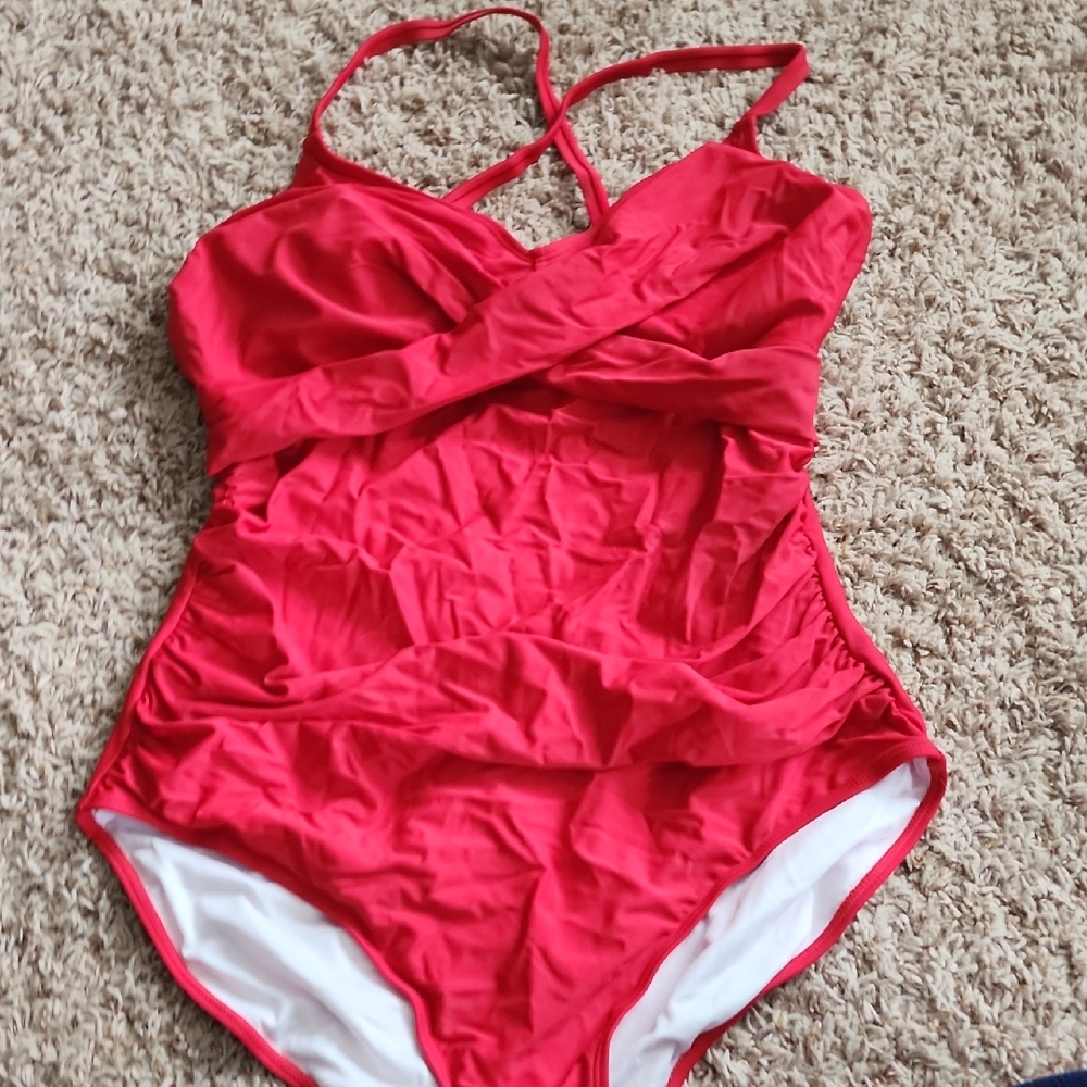 Elegant Red Women's One-Piece Swimsuit